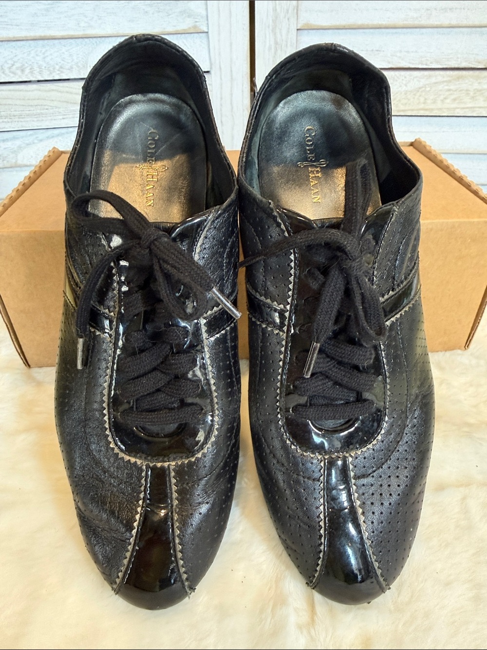 Cole Haan Nike Air Bria Perforated Leather Lace-Up Sneakers - Picture 2 of 12